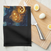 Cute Basset Hound Dog Halloween Jack O Lantern Pum Geschirrtuch (Viertel Falte)