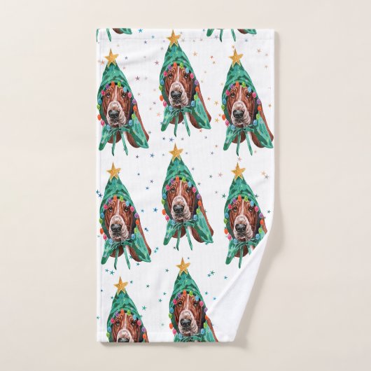 Cute Basset Hound Dog Pattern Christmas Handtuch (Handtuch)