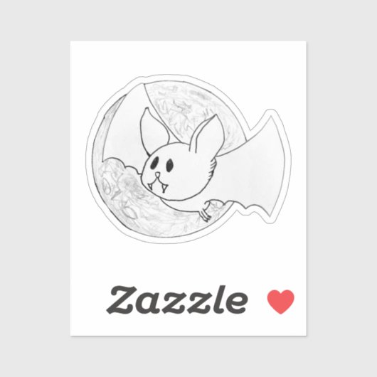 Cute Bat and Full Moon Halloween Aufkleber (Blatt)