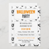 Cute Bat and Ghost Halloween Invitation. Einladung (Vorne/Hinten)