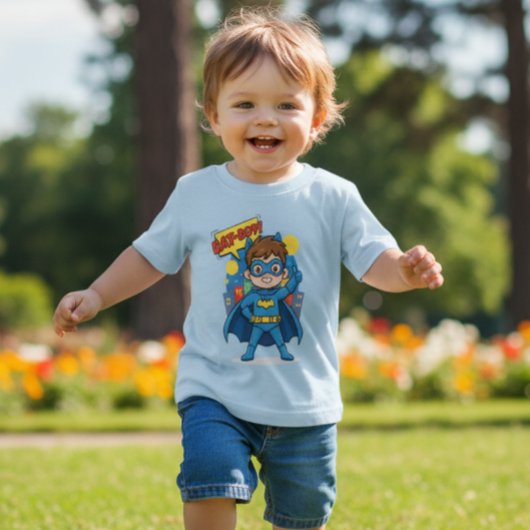 Cute Bat-Boy Superhero Costume Toddler Kids Blue Baby T-shirt