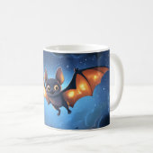 cute bat flying at night under a starry and cloudy kaffeetasse (VorderseiteRechts)
