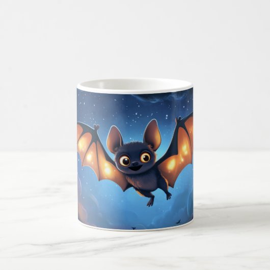 cute bat flying at night under a starry and cloudy kaffeetasse (Mittel)