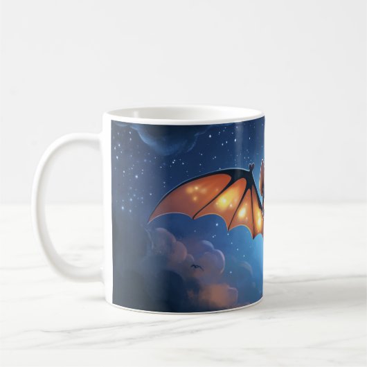 cute bat flying at night under a starry and cloudy kaffeetasse (Links)