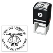 Cute Bat Hanging From Branch Library Book Name Permastempel (Beispiel)