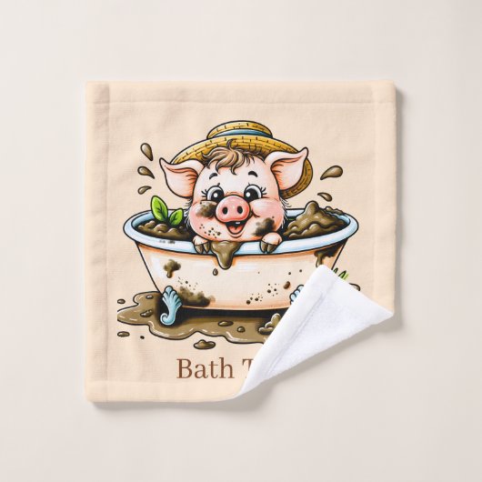 Cute bath time pig customizable  waschlappen (Waschlappen)