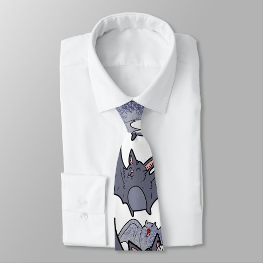 Cute bats Grey and white Cartoon Modern pattern Krawatte (Gebunden)