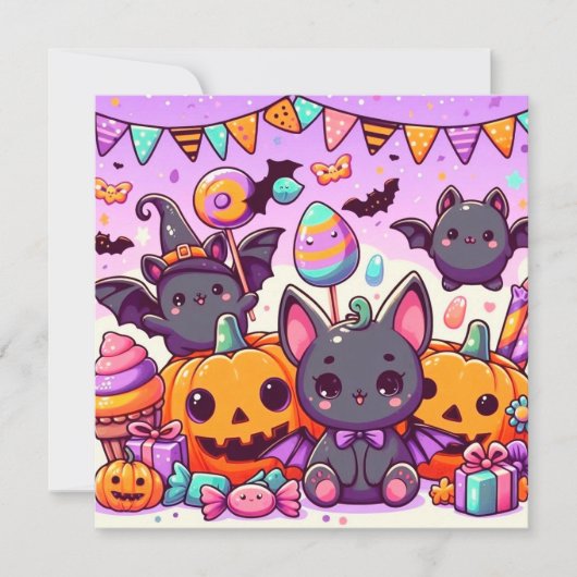 Cute bats halloween party einladung (Vorderseite)