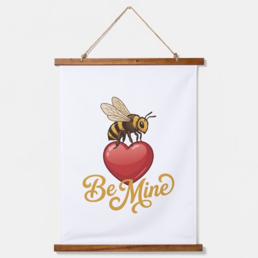 Cute Be Mine Honeycomb Wandteppich Mit Holzrahmen (Vorderseite)