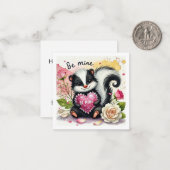Cute Be Mine Skunk Classroom Valentine Mitteilungskarte (Vorderseite/Rückseite Beispiel)