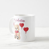 Cute Be My Valentine Teddy Bear with Heart Balloon Kaffeetasse (Vorderseite Links)