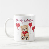 Cute Be My Valentine Teddy Bear with Heart Balloon Kaffeetasse (Links)