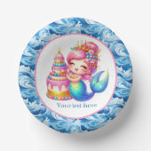 Cute Beach Birthday mermaid customizable Pappteller (Vorderseite)