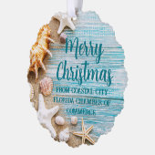 Cute Beach Company Christmas Seashell Customized Ornament Karte (Links)