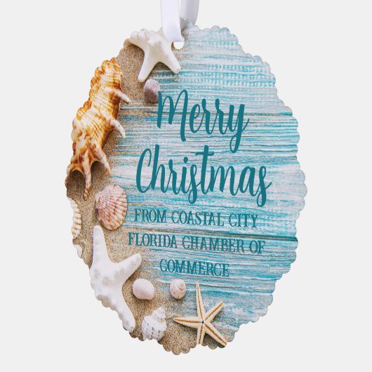 Cute Beach Company Christmas Seashell Customized Ornament Karte (Links)