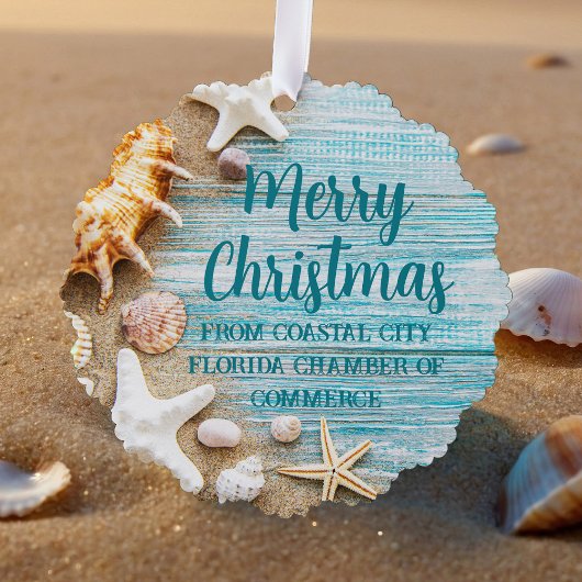 Cute Beach Company Christmas Seashell Customized Ornament Karte