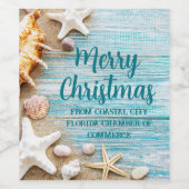 Cute Beach Company Christmas Seashell Customized Weinetikett (Einzelnes Label)