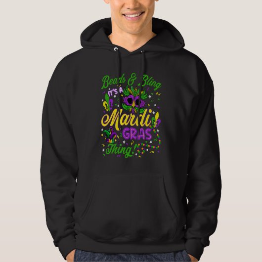 Cute Beads & Bling It's A Mardi Gras Thing Mask Be Hoodie (Vorderseite)
