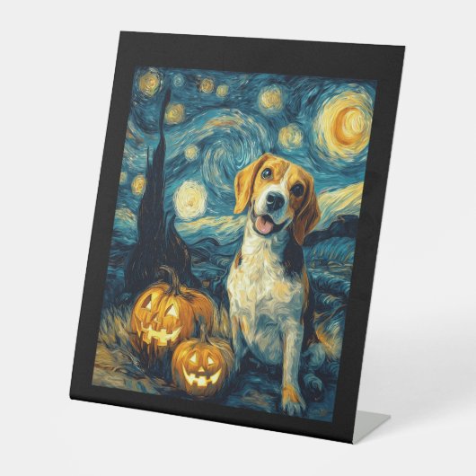 Cute beagle Dog Halloween Jack O Lantern Pumpkin F Sockelschild (Vorderseite)