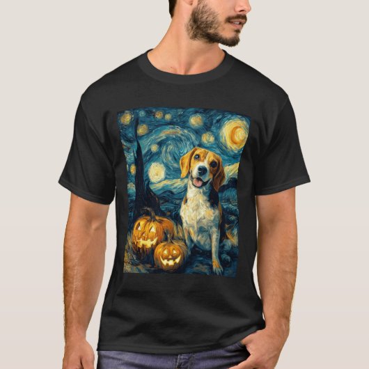 Cute beagle Dog Halloween Jack O Lantern Pumpkin F T-Shirt (Vorderseite)