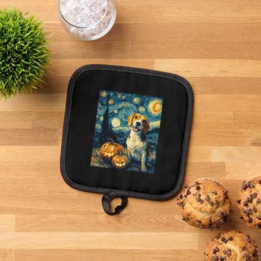 Cute beagle Dog Halloween Jack O Lantern Pumpkin F Topflappen (Oben Unten)