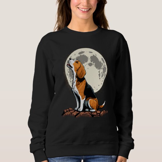 Cute Beagle Howling at the Moon Beagle Mom Sweatshirt (Vorderseite)