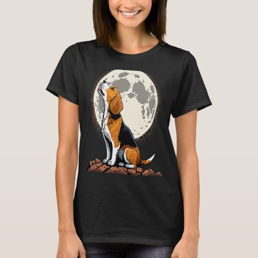 Cute Beagle Howling at the Moon  Beagle Mom T-Shirt (Vorderseite)