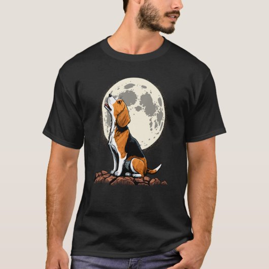 Cute Beagle Howling at the Moon Beagle Mom T-Shirt (Vorderseite)