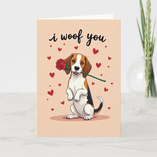 Cute Beagle I Woof You Card Karte (Vorderseite)