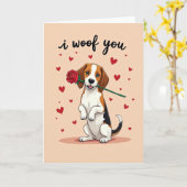 Cute Beagle I Woof You Card Karte (Gelbe Blume)