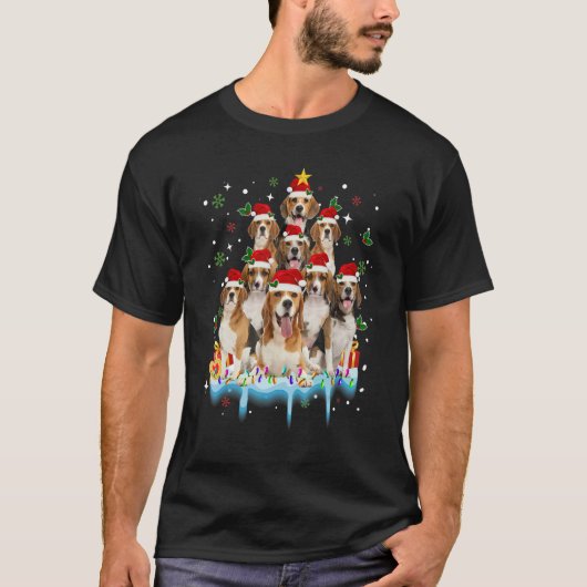 Cute Beagle Santa Dog  Merry Christmas Xmas T-Shirt (Vorderseite)