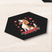 Cute Beagle with Red Roses Hearts Floral Valentine Untersetzer (angewinkelt)