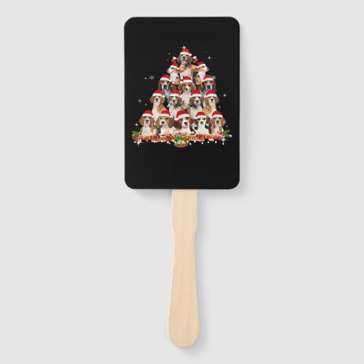 Cute Beagles Christmas Tree Dog Santa Xmas Tee Fun Fächer (Vorderseite)