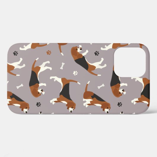Cute Beagles Paws and Bones Gray Case-Mate iPhone Hülle (Rückseite (Horizontal))