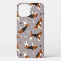 Cute Beagles Paws and Bones Gray