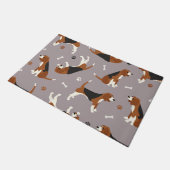 Cute Beagles Paws and Bones Gray Fußmatte (Schrägansicht)