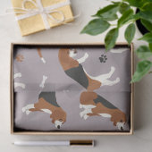 Cute Beagles Paws and Bones Gray Seidenpapier (Geschenk)