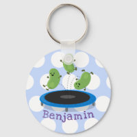 Cute beans jumping trampoline cartoon illustration