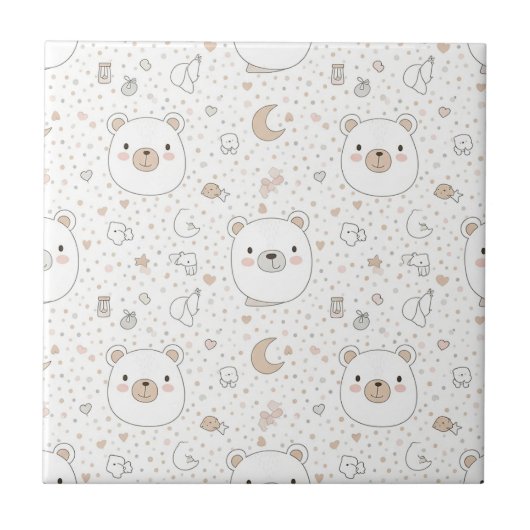 Cute Bear and Hearts -- Pastel Nursery (9) Fliese (Vorderseite)