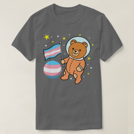 Cute Bear Astronaut Trans Pride  T-Shirt (Design vorne)