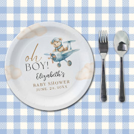 Cute Bear Baby Shower Boy party Pappteller