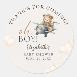 Cute Bear Baby Shower Boy party Runder Aufkleber