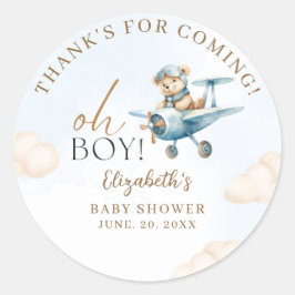 Cute Bear Baby Shower Boy party Runder Aufkleber