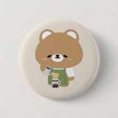 Cute Bear Barista Button (Vorderseite)