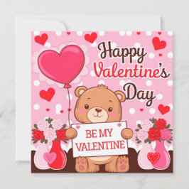 Cute bear be my valentine feiertagskarte