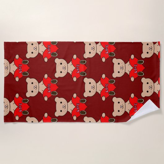 Cute Bear Beach Towel Strandtuch (Vorderseite)