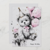 Cute Bear Birthday Card (Vorne/Hinten)
