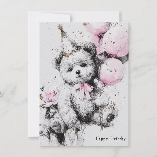 Cute Bear Birthday Card (Vorderseite)