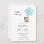 Cute Bear Boy Blue Baby Shower Invite Einladung (Vorderseite)