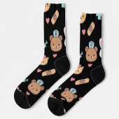Cute Bear Bunny Kitten Medical Pattern Socken (Linkes Detail)
